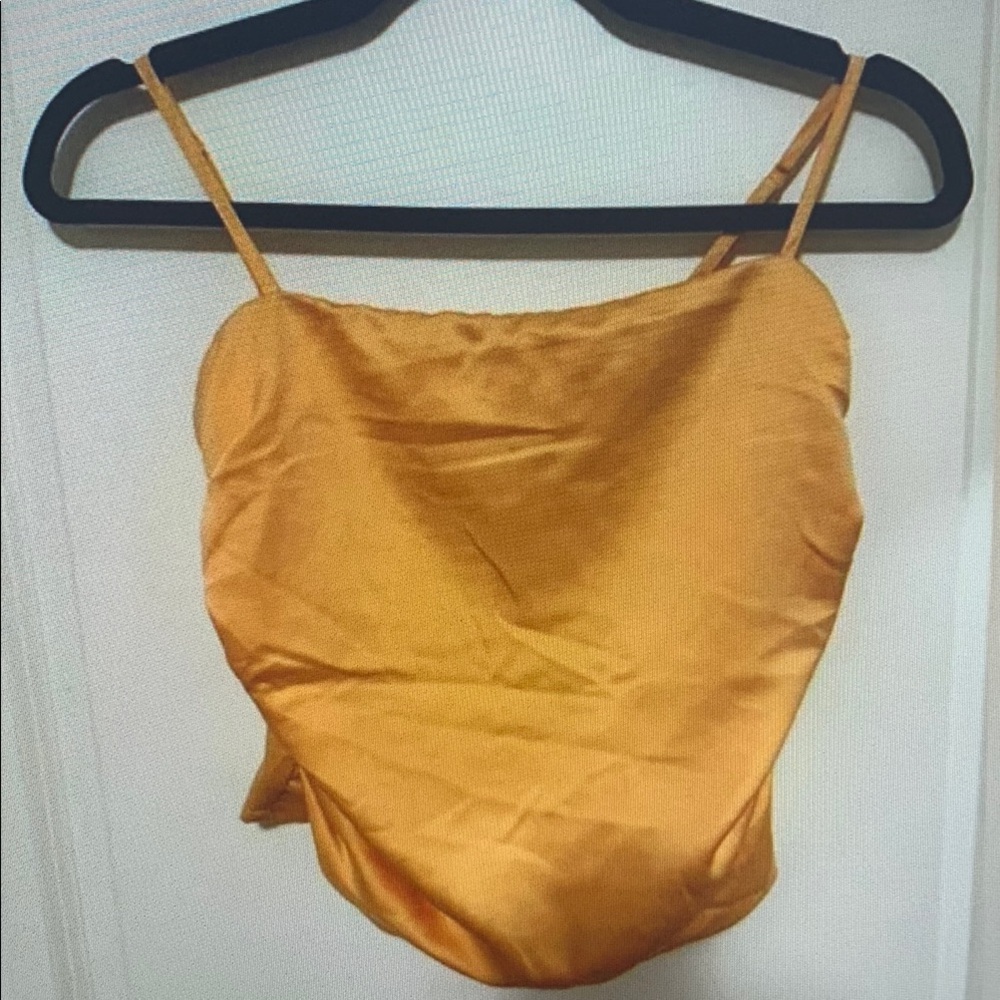 Elegant Gold Satin Tank Top